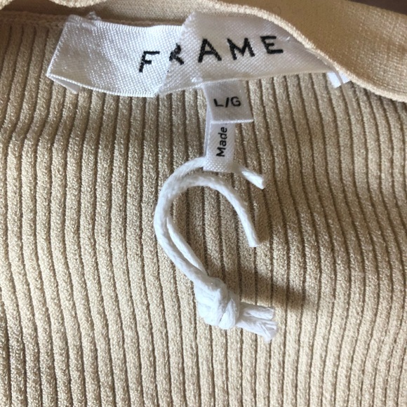 Frame Rib-Knit V-Neck Top-Vanilla-size L - Picture 5 of 8